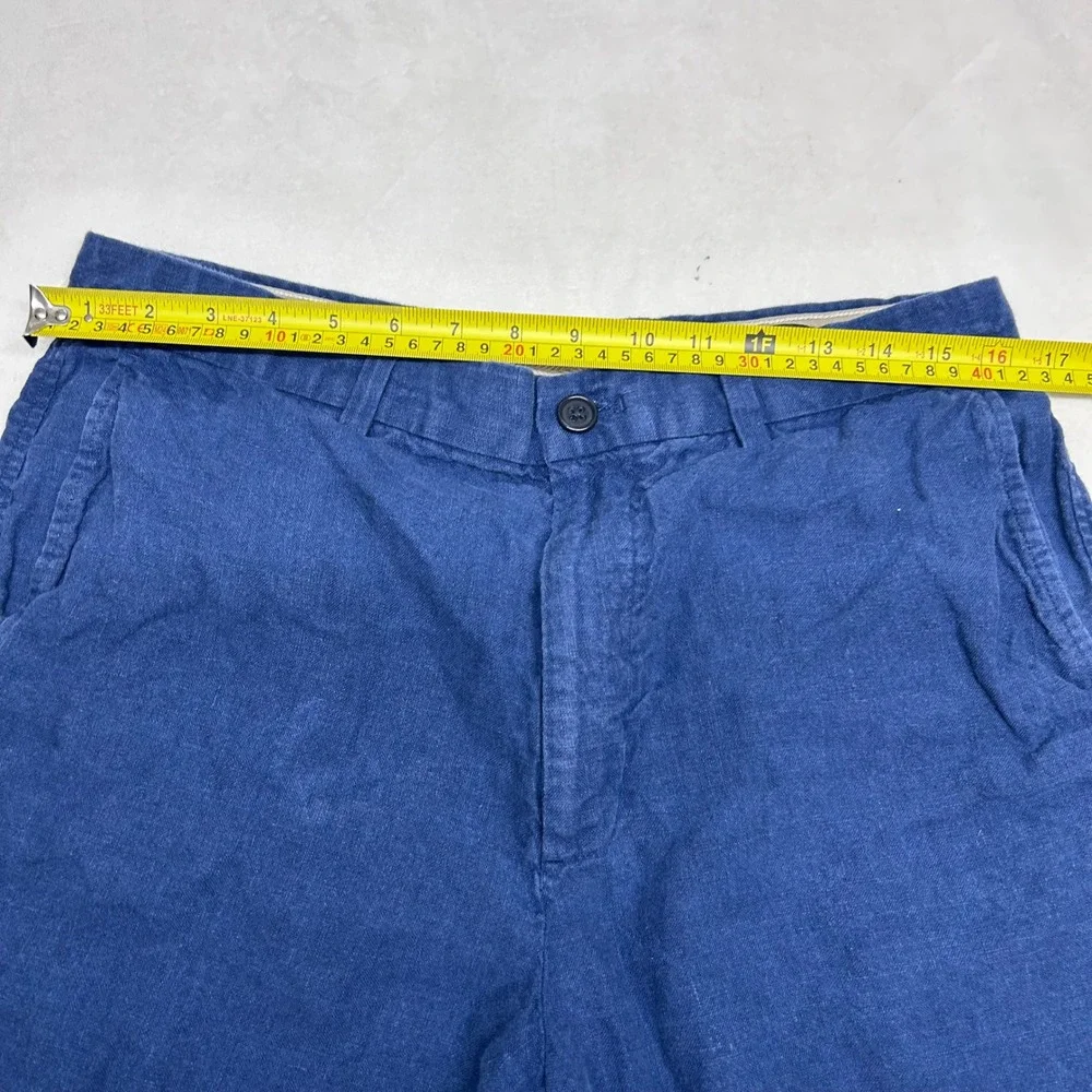 Banana Republic Mens 33 Blue 100% Linen Shorts Flat Front Casual Summer Indigo